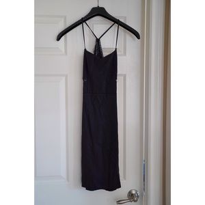 Express black mini dress with lace detail